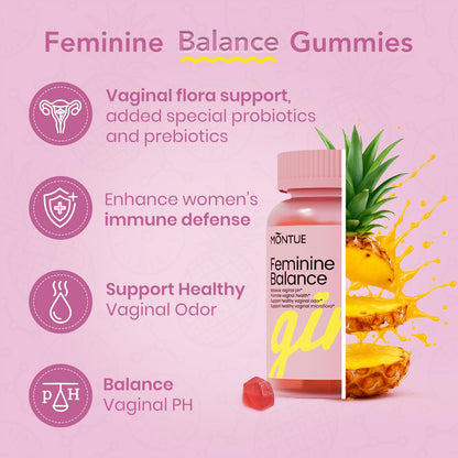 Montue Premium Diamond Feminine Balance Gummies – pH Balance, Probiotics, Prebiotics, Vegan