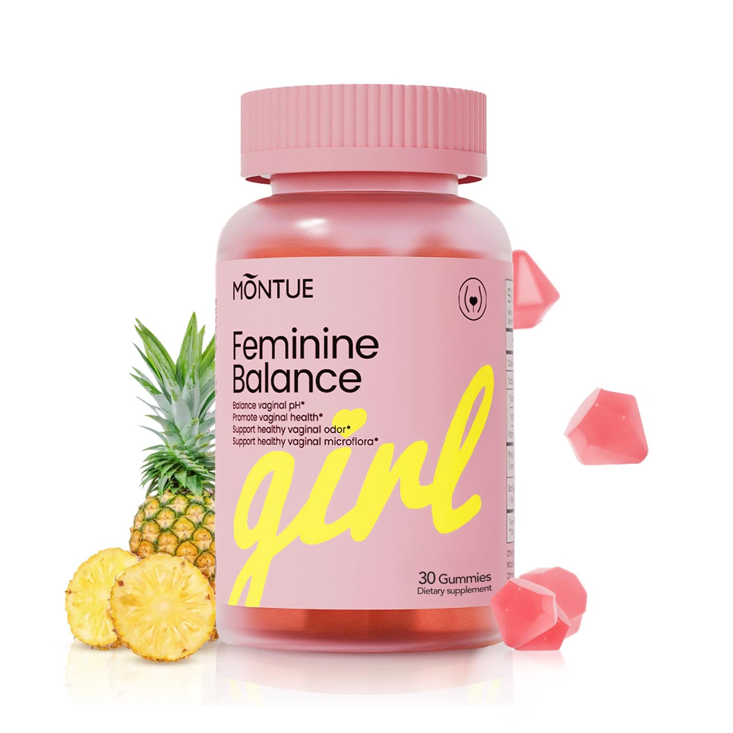 Montue Premium Diamond Feminine Balance Gummies – pH Balance, Probiotics, Prebiotics, Vegan