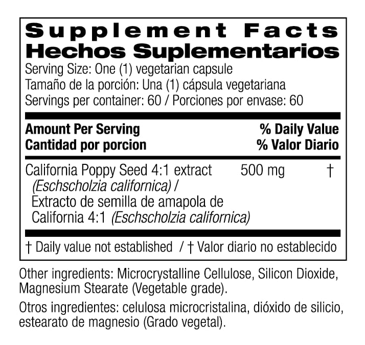 Bio Nutrition California Poppy: 60 Vegetarian Capsules for Relaxation