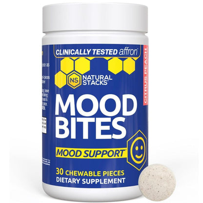 Mood Bites – Saffron + Vitamin B3 Mood Support (Affron) – 30 Citrus Peach Chewables