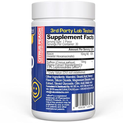 Mood Bites – Saffron + Vitamin B3 Mood Support (Affron) – 30 Citrus Peach Chewables