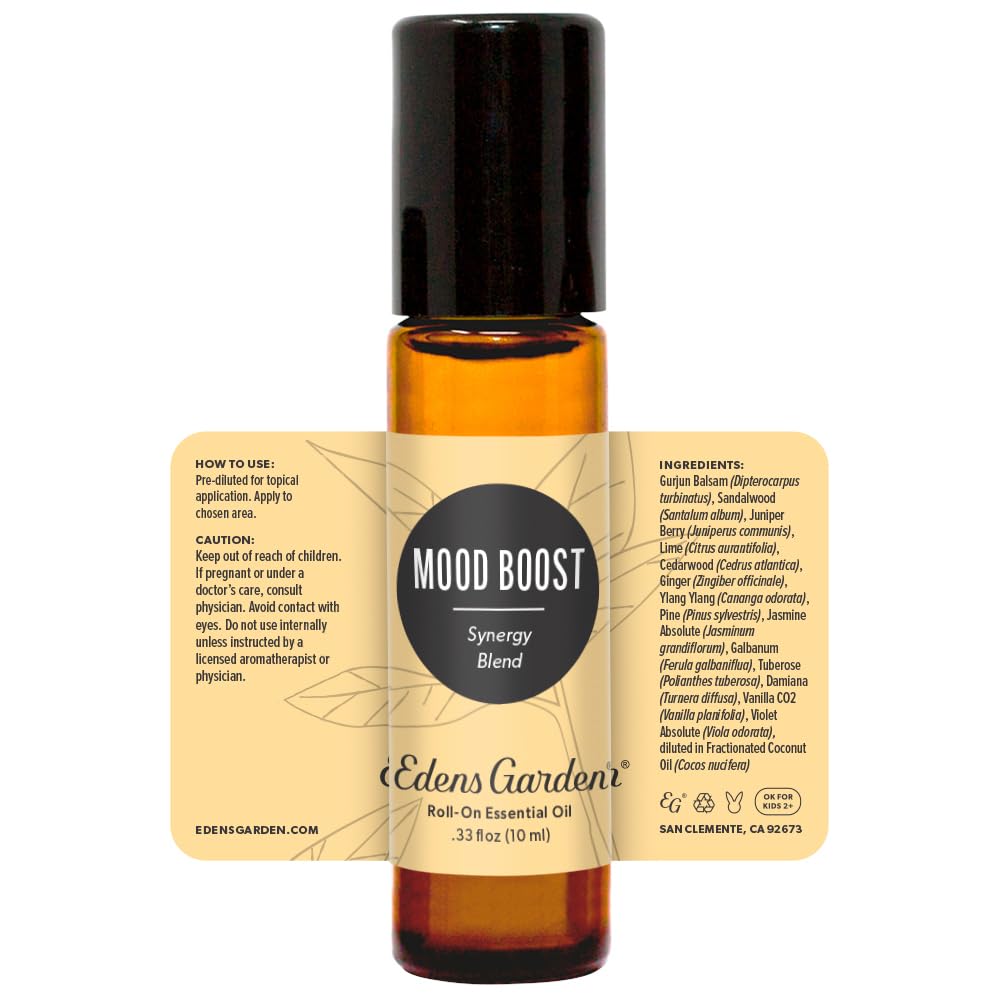 Mood Boost Essential Oil Roll-On – Edens Garden, 100% Pure, 10 ml