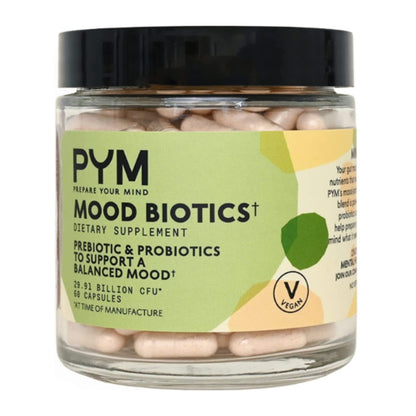 PYM Mood Biotics: Probiotic & Prebiotic Mood Support – 22.91B CFU, 60 Count, Vegan, Gluten Free, Non-GMO