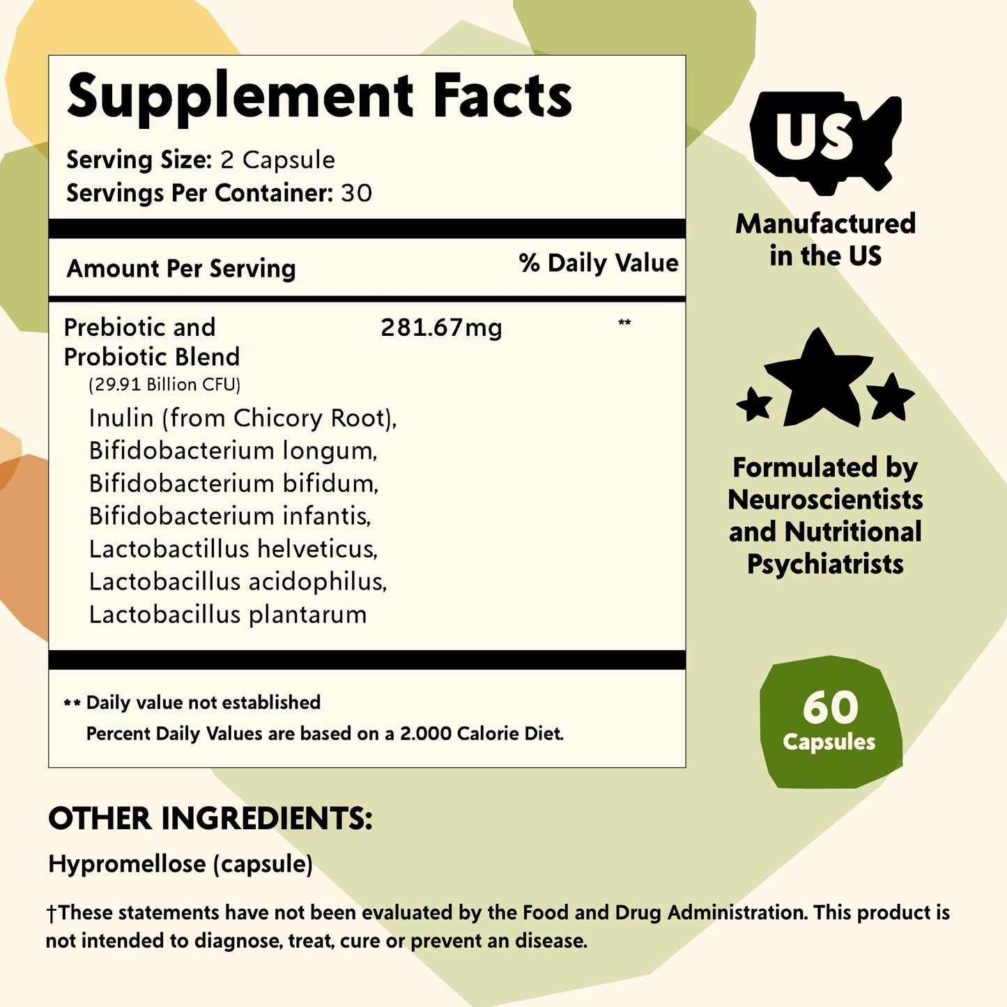 PYM Mood Biotics: Probiotic & Prebiotic Mood Support – 22.91B CFU, 60 Count, Vegan, Gluten Free, Non-GMO