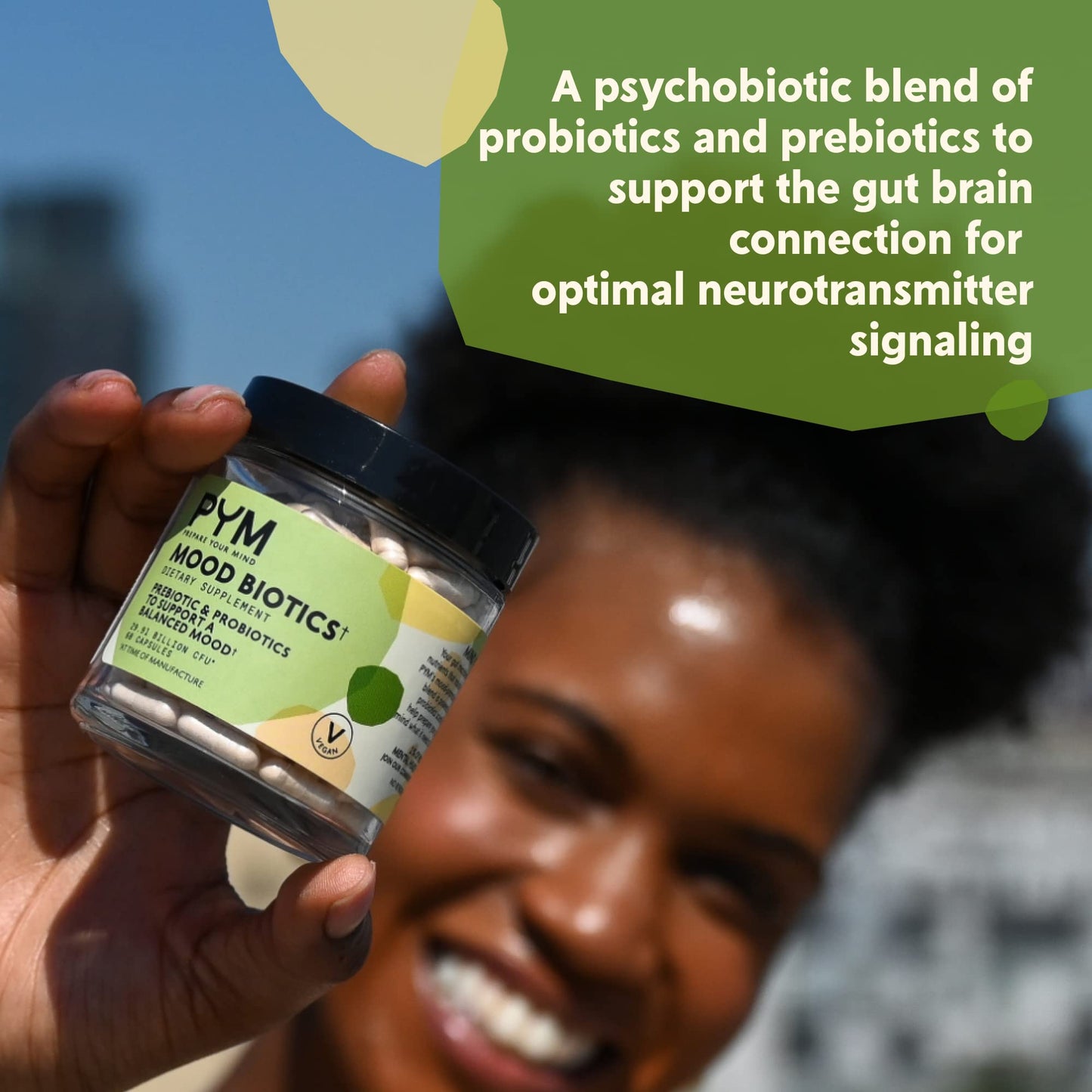 PYM Mood Biotics: Probiotic & Prebiotic Mood Support – 22.91B CFU, 60 Count, Vegan, Gluten Free, Non-GMO