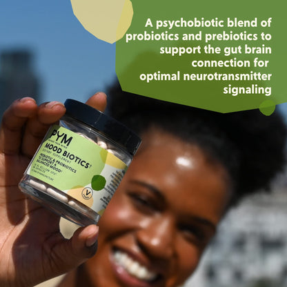 PYM Mood Biotics: Probiotic & Prebiotic Mood Support – 22.91B CFU, 60 Count, Vegan, Gluten Free, Non-GMO