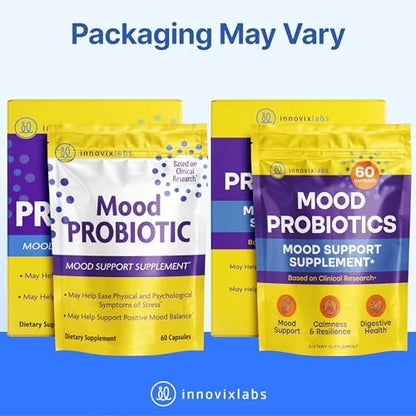 InnovixLabs Mood Probiotic – Clinically Studied Digestive & Mood Support, 60 Capsules
