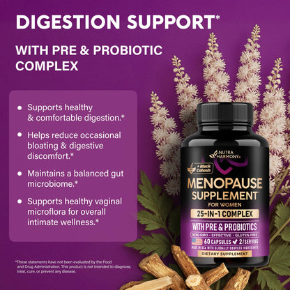 Menopause Supplements 25-in-1: Dong Quai & Black Cohosh | Made in USA