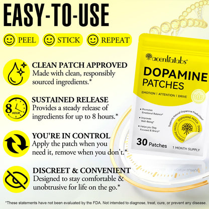 Dopamine Patches – 60Pcs Vegan Mood Boost & Daily Wellness | Plant-Based Mood Support for Men & Women