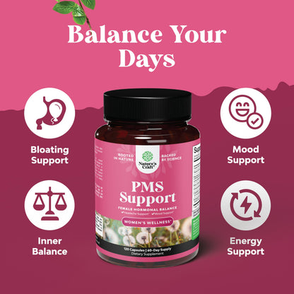 PMS Support for Women | Hormone Balance & Menstrual Comfort (DIM, Chasteberry, Black Cohosh, Ashwagandha) – 120 Ct