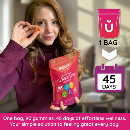 Moogǔ Organics Berberine Gummies – Turmeric, Cinnamon, Alpha-Lipoic Acid (90 ct)