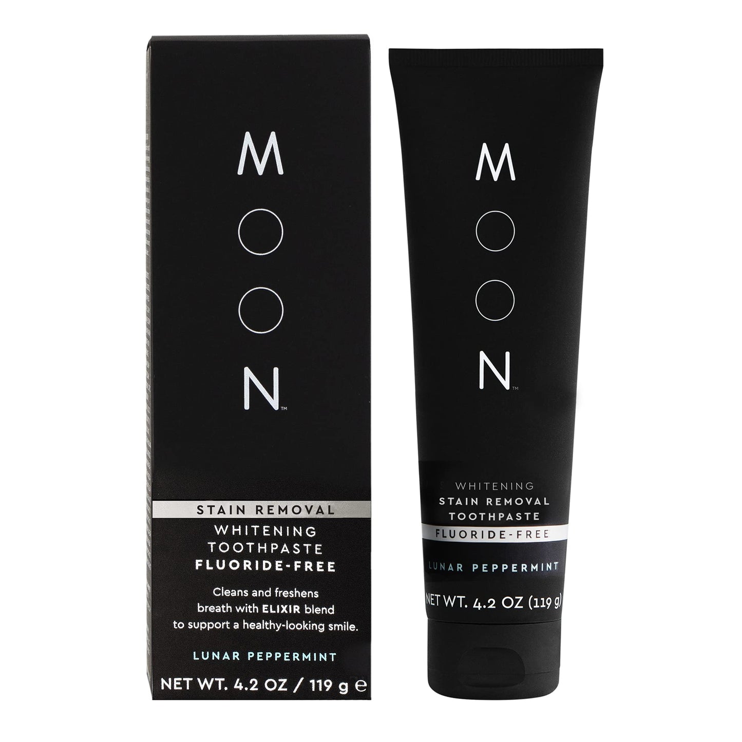 MOON Fluoride-Free Toothpaste | Stain Removal & Whitening for Adults & Kids | Peppermint