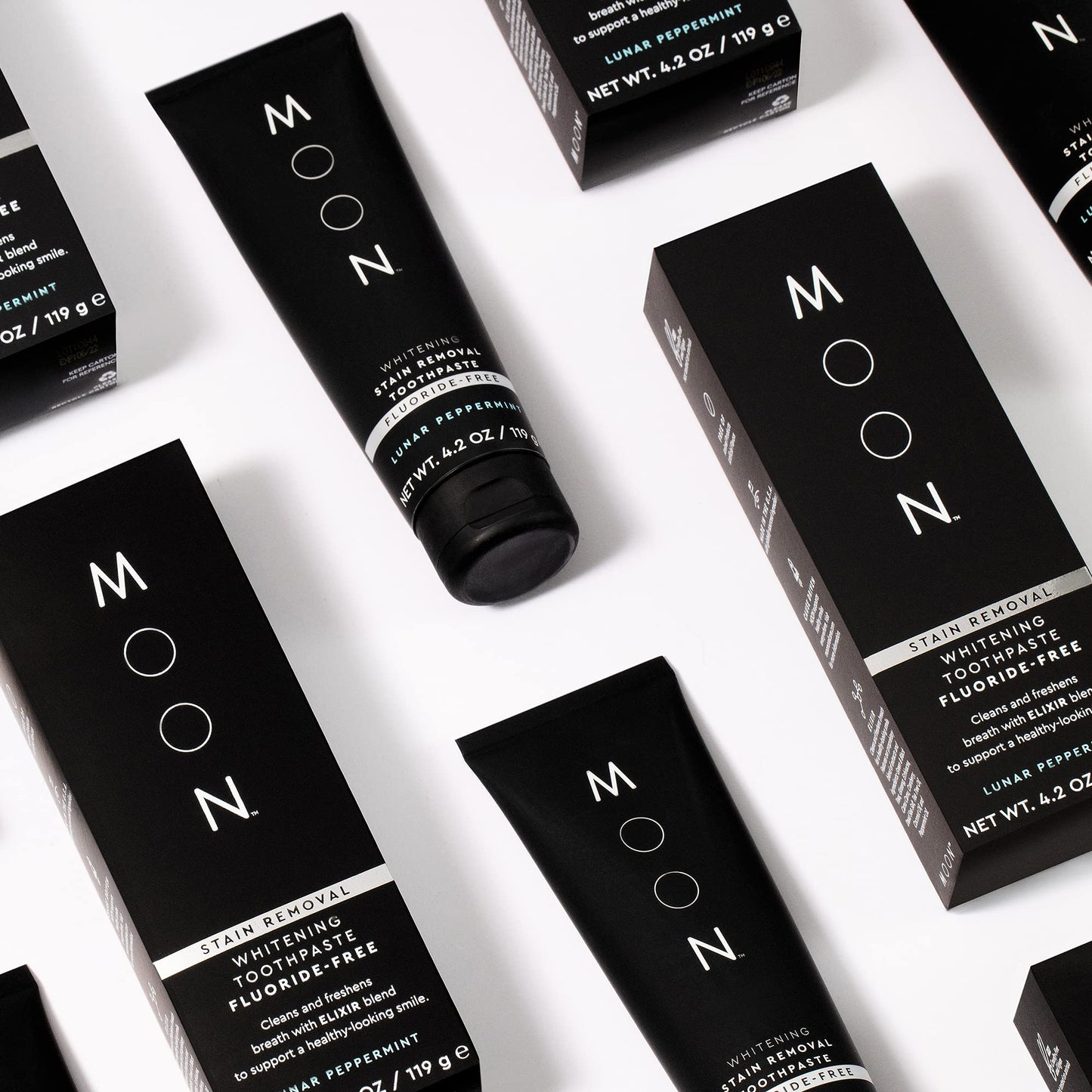 MOON Fluoride-Free Toothpaste | Stain Removal & Whitening for Adults & Kids | Peppermint