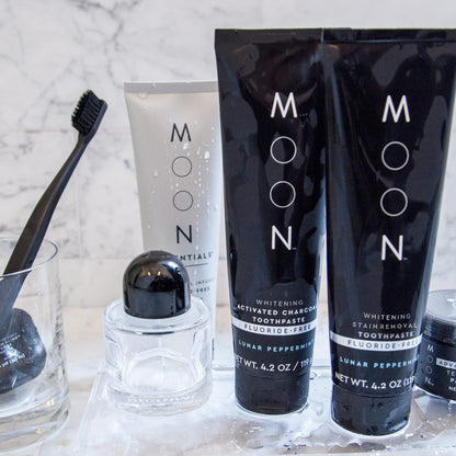 MOON Fluoride-Free Toothpaste | Stain Removal & Whitening for Adults & Kids | Peppermint