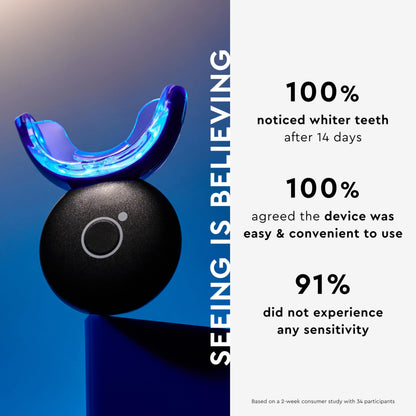 MOON Teeth Whitening Kit - LED Light Device, 56 Strips, 12 Shades in 2 Weeks