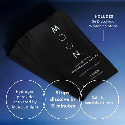 MOON Teeth Whitening Kit - LED Light Device, 56 Strips, 12 Shades in 2 Weeks