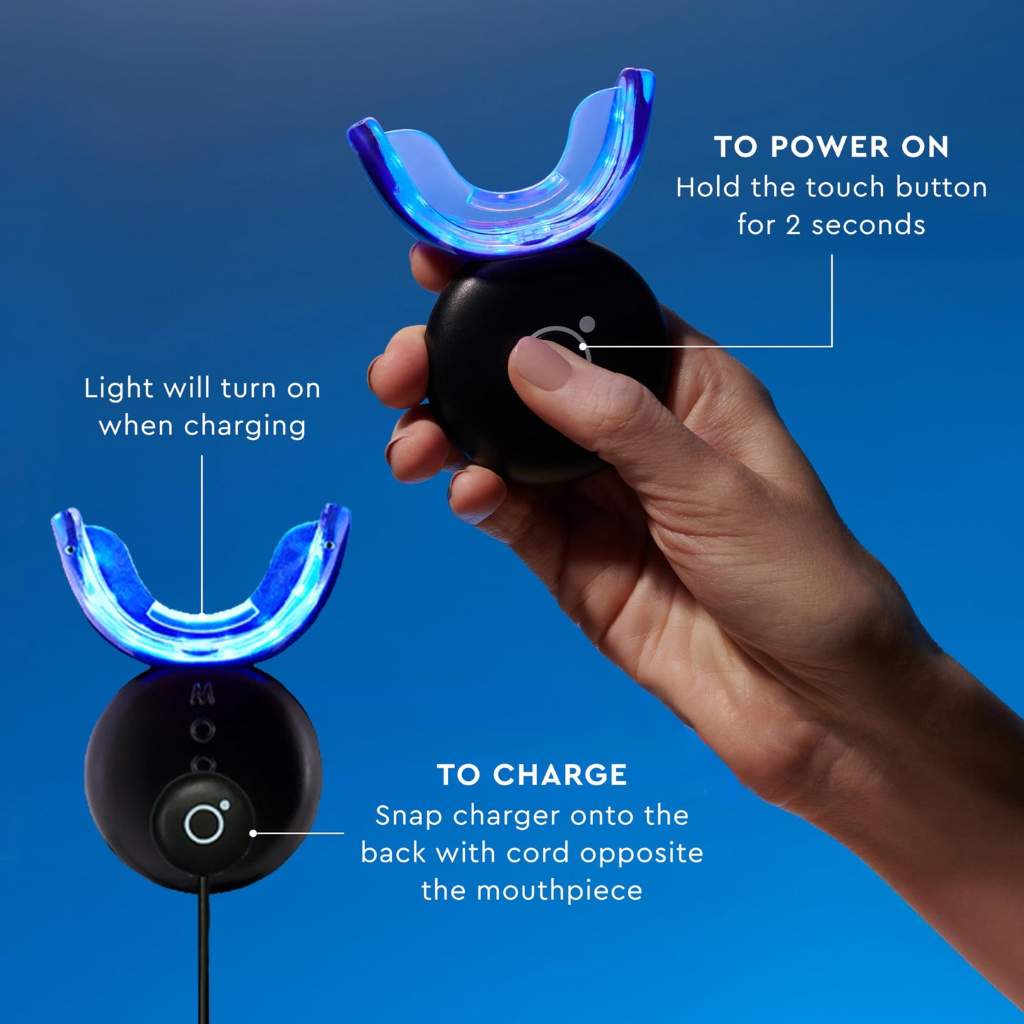 MOON Teeth Whitening Kit - LED Light Device, 56 Strips, 12 Shades in 2 Weeks