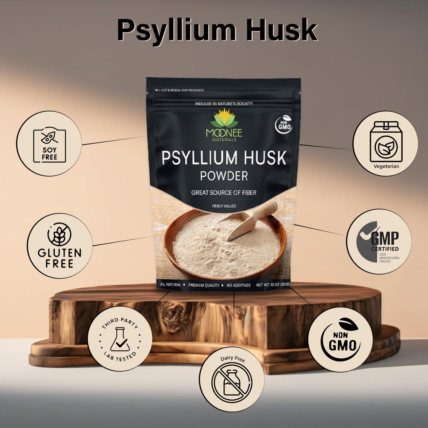 Moonee Naturals Psyllium Husk Powder - 10 oz, Gluten Free, Keto