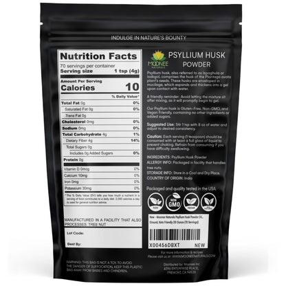 Moonee Naturals Psyllium Husk Powder - 10 oz, Gluten Free, Keto