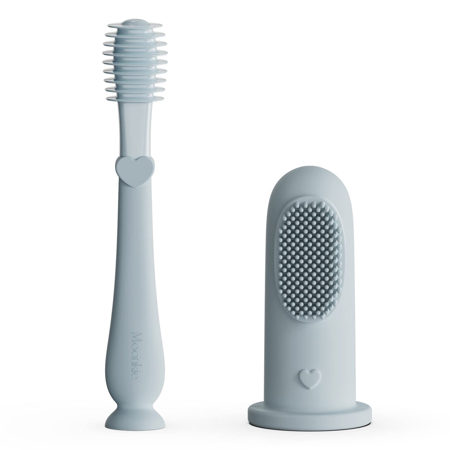 Moonkie Baby Finger Toothbrush & Tongue Cleaner Kit – 2 Pcs (Cloud) for 3+ Months