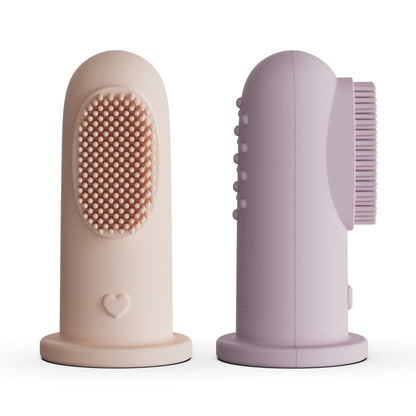 Moonkie Baby Finger Toothbrush Kit – Gentle Oral Cleaner for 3+ Months (2 Pcs, Blush/Pale Mauve)