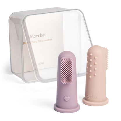 Moonkie Baby Finger Toothbrush Kit – 3 Months+ (Blush/Pale Mauve)
