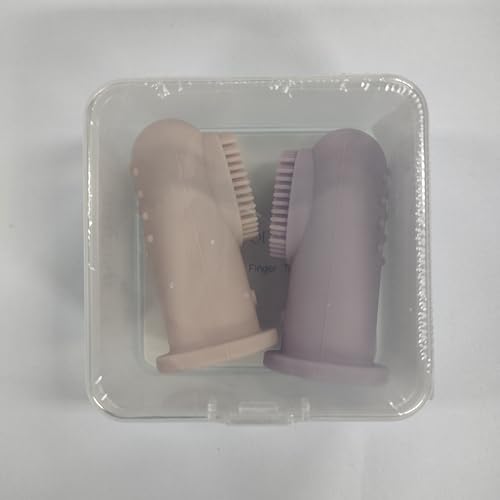 Moonkie Baby Finger Toothbrush Kit – Gentle Oral Cleaner for 3+ Months (2 Pcs, Blush/Pale Mauve)