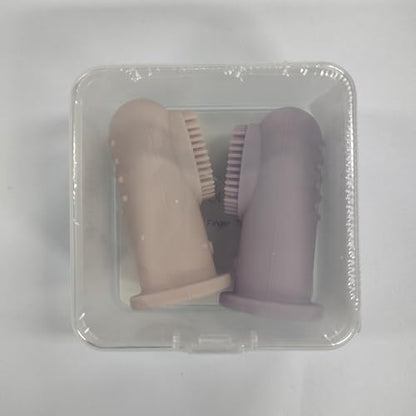 Moonkie Baby Finger Toothbrush Kit – Gentle Oral Cleaner for 3+ Months (2 Pcs, Blush/Pale Mauve)