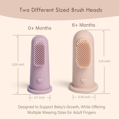 Moonkie Baby Finger Toothbrush Kit - 4 Pcs Small & Large for 3 Months+ | Blush/Pale Mauve, Clay/Ivory
