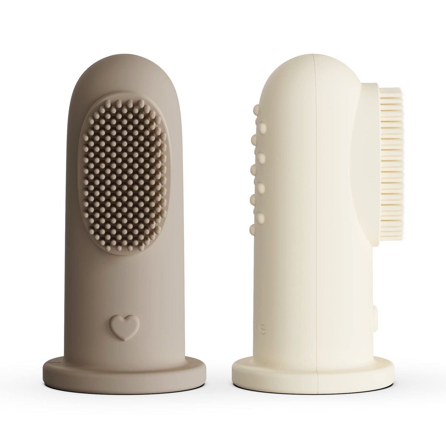 Moonkie Baby Finger Toothbrush Kit – 2 Pcs (Warm Taupe/Ivory) for 3+ Months