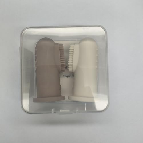 Moonkie Baby Finger Toothbrush Kit – 2 Pcs (Warm Taupe/Ivory) for 3+ Months