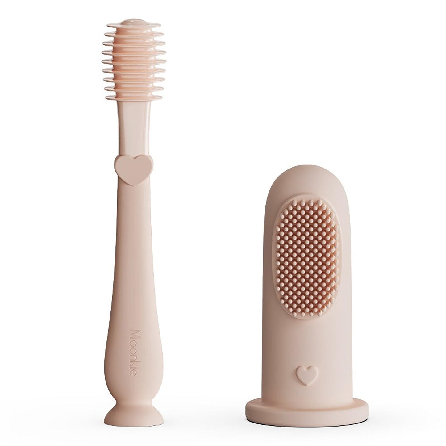 Moonkie Baby Finger Toothbrush & Tongue Cleaner Kit – 2 Pcs, 3 Months+, Blush