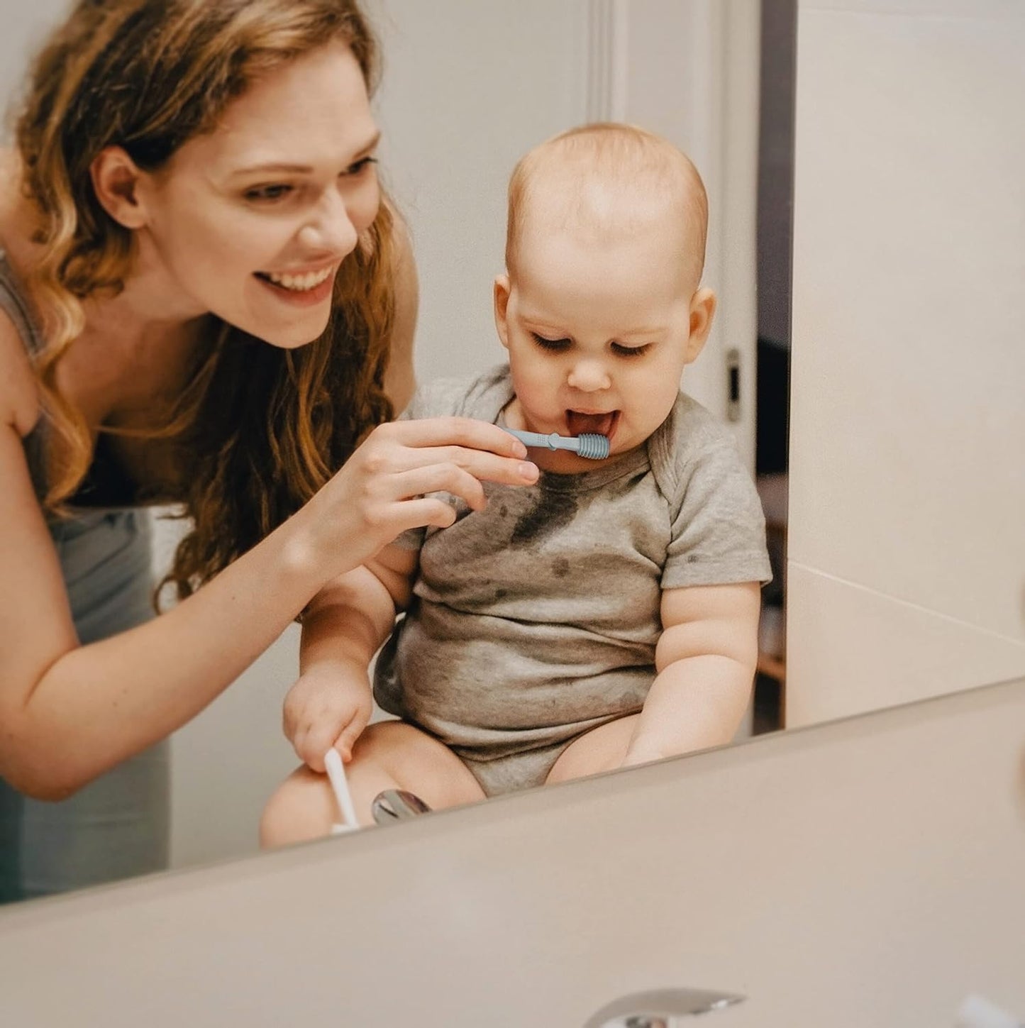 Moonkie Baby Finger Toothbrush & Tongue Cleaner Kit – 3 Months+ (3 Pcs) – Blush, Pale Mauve