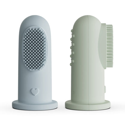 Moonkie Baby Finger Toothbrush Kit (2 Pcs) – Cloud & Mint – Safe Oral Cleaner for 3+ Months