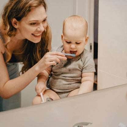 Moonkie Baby Finger Toothbrush & Tongue Cleaner Kit – 3 Months+, 3 Pcs (Blue/Mint/Blue)
