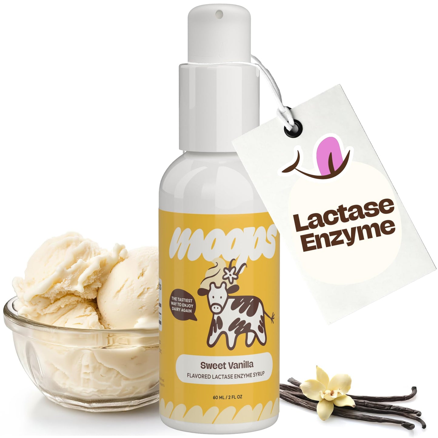 Moops Liquid Lactase Syrup 2oz – Fast Dairy Relief (10,000 FCC)