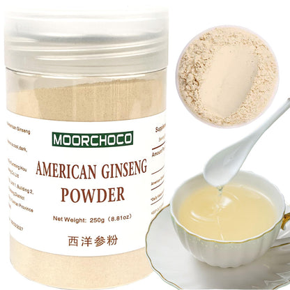 MOORCHOCO Western Ginseng Powder 250g | Wisconsin Panax Root, Non-GMO, Gluten-Free