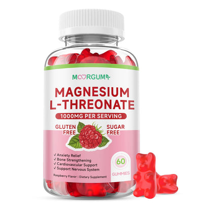 MOORGUMY Magnesium L-threonate Gummies – 1,000 mg | 60 Count | Memory & Sleep Support
