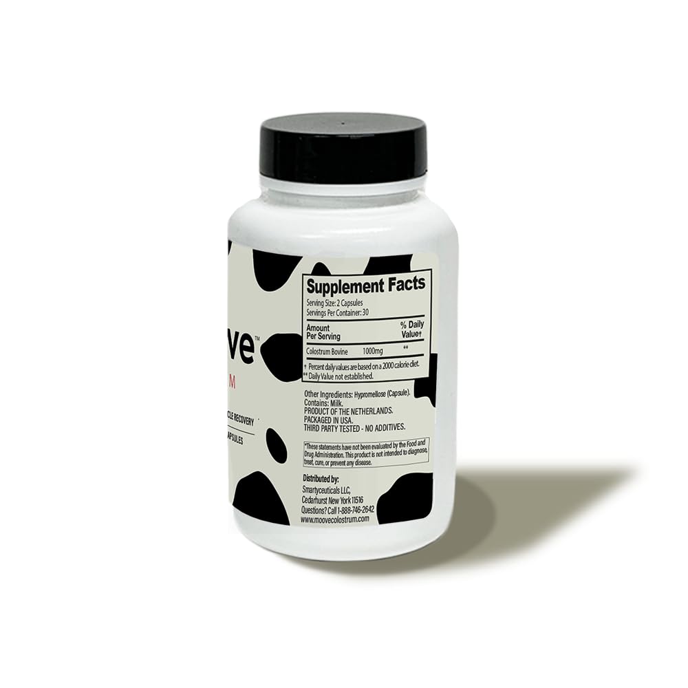 MOOVE Bovine Colostrum Capsules 1,000mg – Grass-Fed Dutch Cows | Immune & Gut Support | 60ct