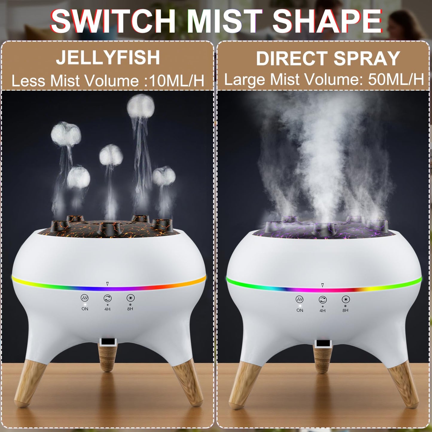 Morbou Jellyfish Diffuser with Music - 250ml + 2 Oils | 7 Color Lights