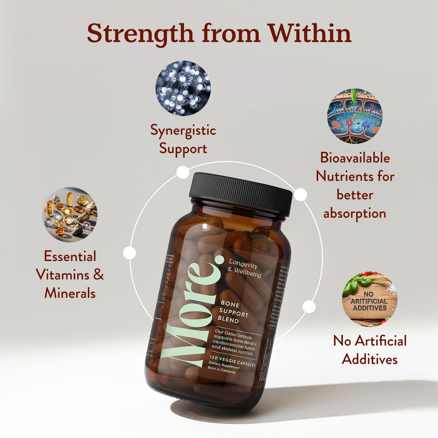 More. Longevity Calcium & Bone Health Supplement – D3, K2 MK7