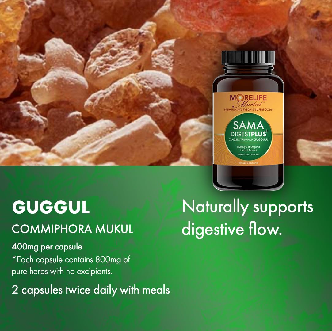 MoreLife Market Sama Digest Plus+ – Premium Ayurvedic Blend for Cleansing, Metabolism & Balance | 108 Veggie Capsules