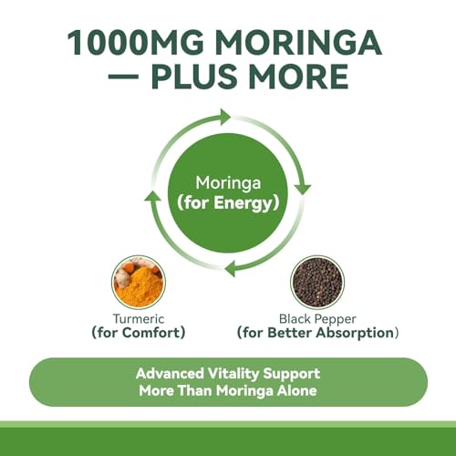 Moringa Capsules 1000mg | 10:1 Leaf Extract - USA Made