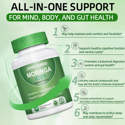 Moringa 1200 mg Capsules - 120 Count | Non-GMO Vegan Moringa Supplement