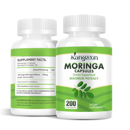Moringa Capsules 200 Count | Pure Organic Moringa Oleifera | Non-GMO & Gluten Free