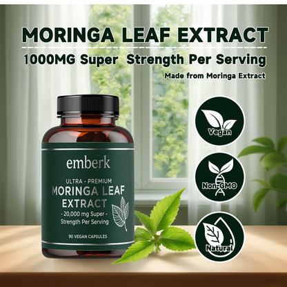 Moringa Capsules 20,000 mg Strength | 90-Count Vegan Non-GMO