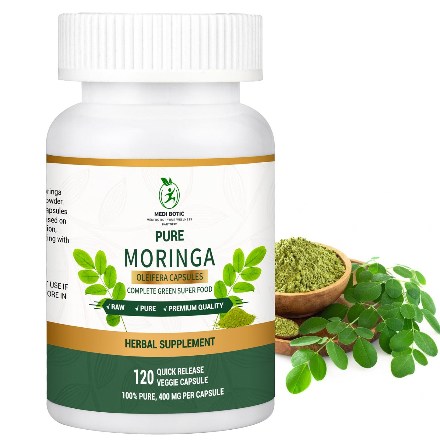 Moringa Capsules 800mg – 120 Count | Energy, Immunity, Gut Health | Non-GMO & Gluten Free