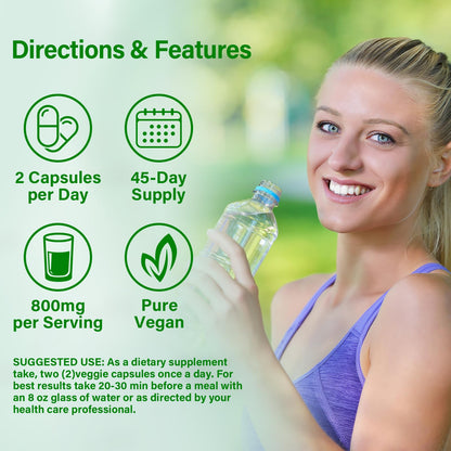 Moringa Capsules 800mg | Pure Moringa Powder Capsules for Energy, Skin & Immune Support – 90 Caps