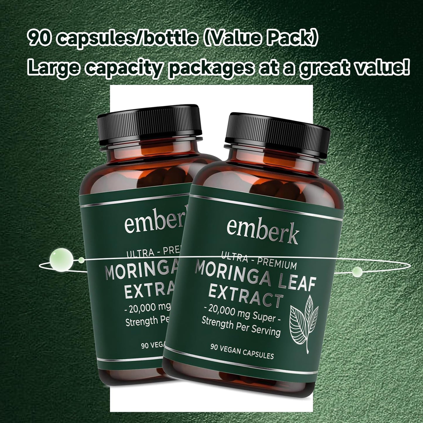 Moringa Capsules 20,000 mg Strength | 90-Count Vegan Non-GMO