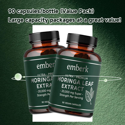 Moringa Capsules 20,000 mg Strength | 90-Count Vegan Non-GMO